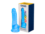 Woomy - Oasis - Blå dildo med pung og sugekopp