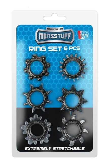 MENZSTUFF 6 pk penisringer - Sort