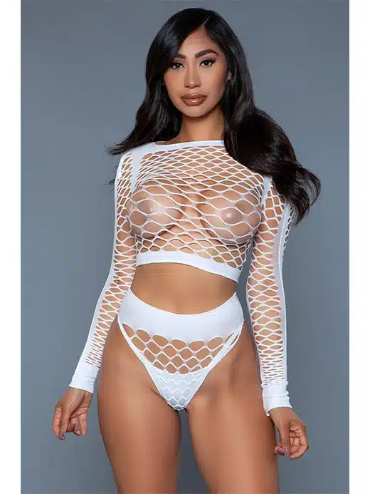 2155-WH-OS-bodystocking-undertoy-lingerie-fishnet-hull-topp-truse-brasiliansk-0 Be Wicked - Play With Me Bodystocking - Hvit - Bilde 1