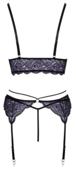Cottelli Collection - Undertøysett med Blonder - Sort/lilla