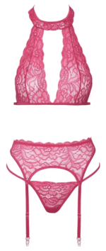 Cottelli Lingerie - Undertøysett med overdel og hofteholder - Rosa
