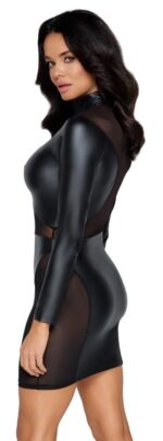 Cottelli Collection - Tettsittende Wetlook Minikjole med ermer