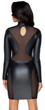 Cottelli Collection - Tettsittende Wetlook Minikjole med ermer