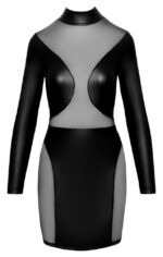 Cottelli Collection - Tettsittende Wetlook Minikjole med ermer