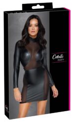 Cottelli Collection - Tettsittende Wetlook Minikjole med ermer