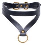 Master Series - Bondage Baddie Collar With O-ring - Sort/Gull