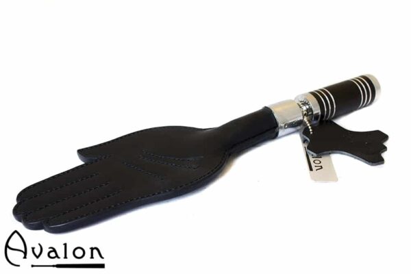 Avalon - SOLOMON - Paddle med håndform og brunt metallhåndtak med striper - Sort