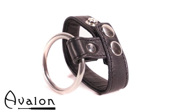 Avalon - NOBLE - Penisring i Metall og Reim til Pung i Lær - Sort