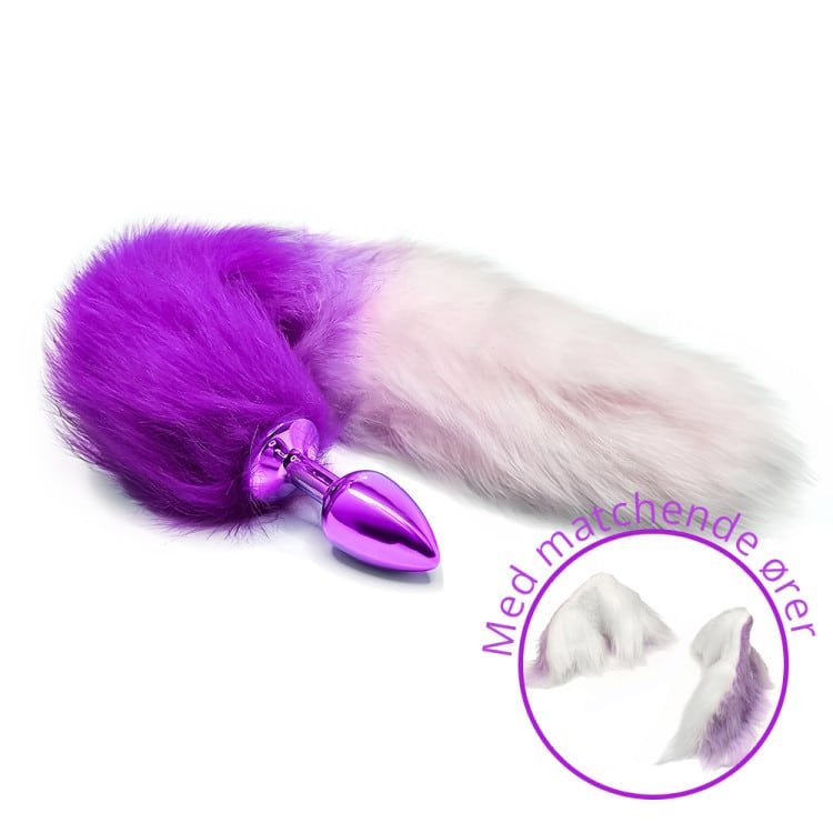 BQS3109-BQS3107-Lilla-750x750 BQS - Matchende Hale-buttplug og Ører sett - Lilla og hvit - Bilde 1