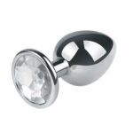 BQS - Buttplugg i metall med blank krystall - Medium