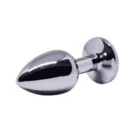 BQS - Buttplug i metall med Krystall - Blå - Small