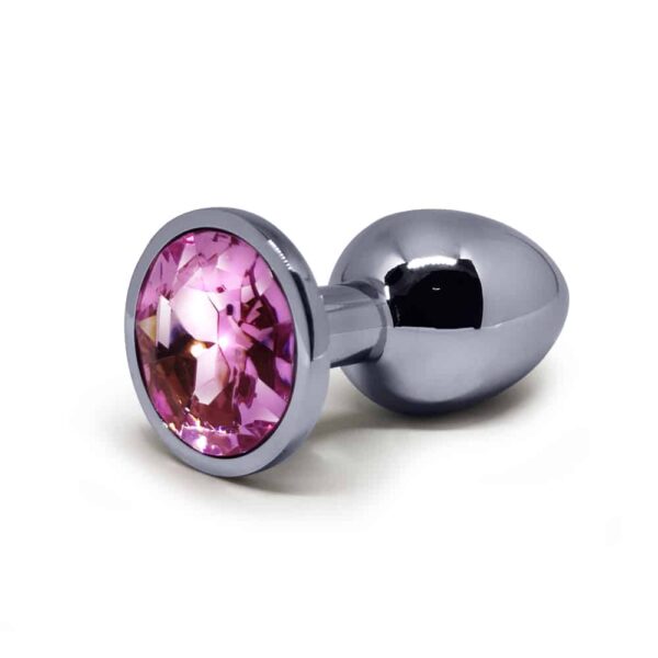 BQS - Buttplug i metall med Krystall - Rosa - Small