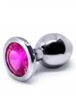 BQS - Buttplug i metall med Krystall - Knæsj Rosa - Medium