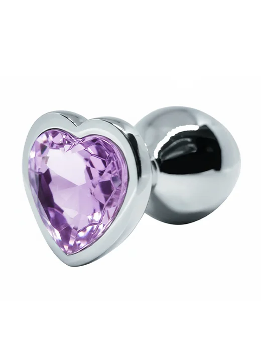 BQS529PU-lys-lilla-hjerte-krystall-valentines-cute-crystal-01 BQS - Buttplug med Hjertekrystall - Lilla - Medium - Bilde 1