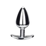 BQS - Metallbuttplug med avlang stopper - Rød Krystall - Small