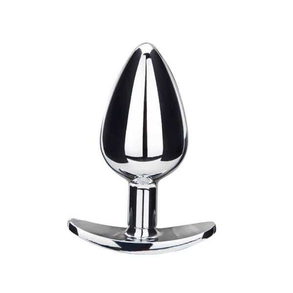 BQS - Metallbuttplug med avlang stopper - Rød Krystall - Small