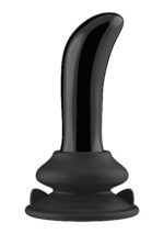 Chrystalino - Prickly - Sort glassdildo med vibrasjon og sugekopp