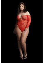 Le Desir - Wonder Rhinestone - Tettsittende Rød Body - Queen Size XL-3XL