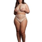 Le Desir - Key-Hole Fishnet Undertøysett - 2XL-4XL - Beige