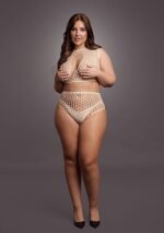 Le Desir - Key-Hole Fishnet Undertøysett - 2XL-4XL - Beige