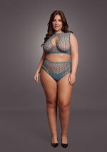 Le Desir - Key-Hole Fishnet Undertøysett - 2XL-4XL - Blå