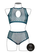 Le Desir - Key-Hole Fishnet Undertøysett - 2XL-4XL - Blå