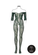Le Desir - Sexy Catsuit med netting og blomstermønster - Queen Size 2XL-5XL - Grønn