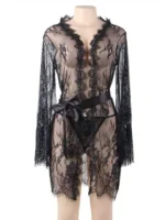 Gnist - Luksuriøs Kimono - Blonder - Sort - Bilde 8