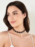 Gnist - Choker med blomsterdetaljer - 02 - Sort - Bilde 2
