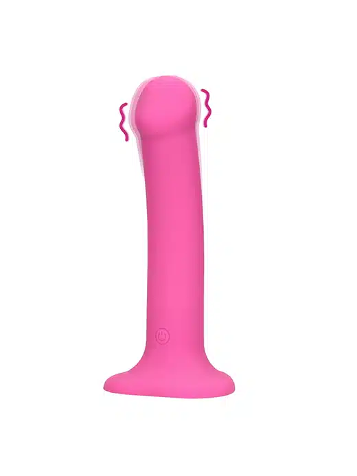 LOVE112PNK-vibrator-loveline-rosa-pink-vibrering-strap-on-strapon_2 Loveline - Vibrator med base - Medium - Rosa - Bilde 1