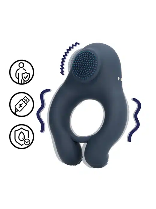 LOVE123BLU-penisring-loveline-cockring-ring-vibrating-vibrerende_9 Loveline - Penisring med klitorisvibrator - Blå - Bilde 1