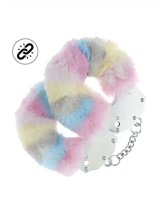 OU1046MUL2-fluffy-handcuffs-cuffs-metall-color-farge-pels-plysj-plush-cuff Ouch! Heavy-duty - Fluffy håndjern - Multicolor 2 - Bilde 1