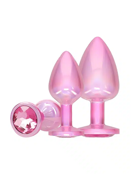OU1059PNK-paris-collection-anal-plugg-sett-buttplugg Paris Collection - Buttpluggsett i metall - Rosa - Bilde 1