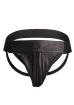 Ouch! Striped Front Zip Jock - Jockstrap - Bonded Leather - Sort