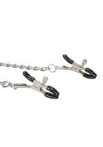 Ouch! Black & White - Ballgag med pustehull og brystklyper- Sort