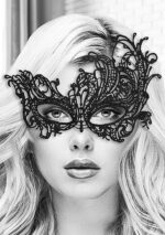 Ouch! Black & White - Royal maskerademaske med Blonder - Sort