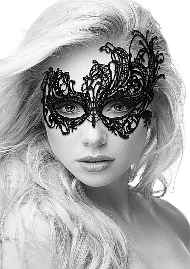 Ouch! Black & White - Royal maskerademaske med Blonder - Sort Ouch! Black & White - Royal maskerademaske med Blonder - Sort