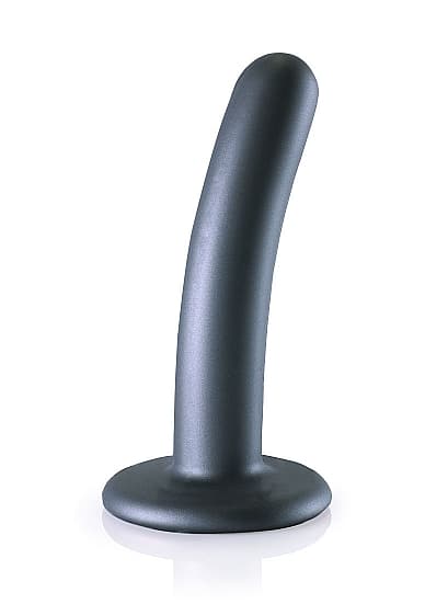 OUCH! - Smooth Silicone - Enkel dildo med sugekopp - Gun Metall
