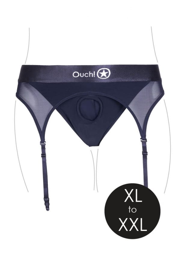Ouch! Vibrating Strap-on Thong med Strømpebånd - XL/XXL Ouch! Vibrating Strap-on Thong med Strømpebånd - XL/XXL
