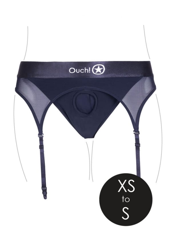 Ouch! Vibrating Strap-on Thong med Strømpebånd - XS/S Ouch! Vibrating Strap-on Thong med Strømpebånd - XS/S