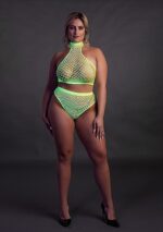 OUCH! - Glow in the dark - Todelt sett i stormasked netting - Grønn XL/4XL