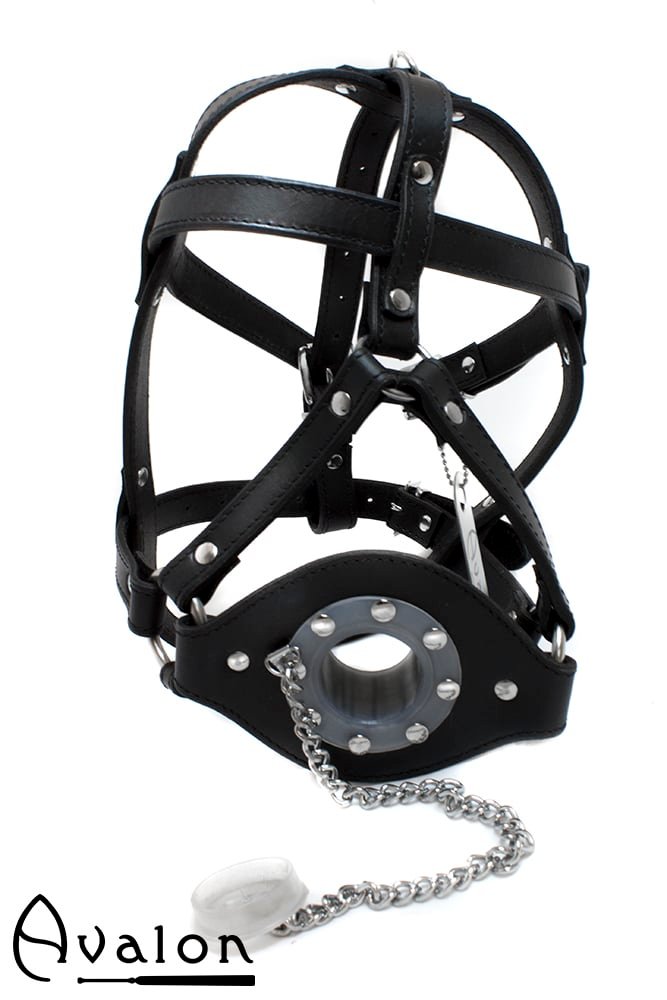 Avalon - PUBLIC - Hodeharness i Lær med Gag og Topp Avalon - PUBLIC - Hodeharness i Lær med Gag og Topp