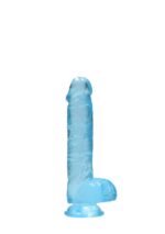 Realrock – Crystal Clear – Realistisk Dildo med Pung – Blå - 15 cm