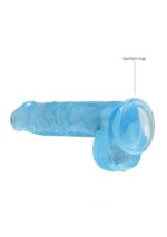 Realrock – Crystal Clear – Realistisk Dildo med Pung – Blå - 15 cm