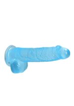 Realrock – Crystal Clear – Realistisk Dildo med Pung – Blå - 15 cm