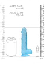 Realrock – Crystal Clear – Realistisk Dildo med Pung – Blå - 15 cm