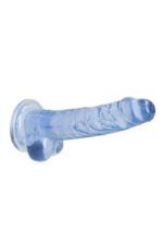 Realrock – Crystal Clear – Realistisk Dildo med Pung – Blå - 17 cm