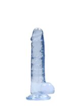 Realrock – Crystal Clear – Realistisk Dildo med Pung – Blå - 17 cm