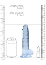 Realrock – Crystal Clear – Realistisk Dildo med Pung – Blå - 17 cm