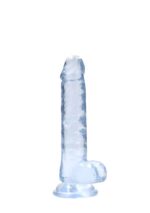 Realrock – Crystal Clear – Realistisk Dildo med Pung – Blå - 17 cm